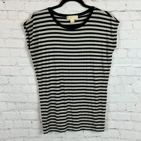 MICHAEL MICHAEL KORS beige black gold striped sleeveless tank top size XS - Picture 1 of 5